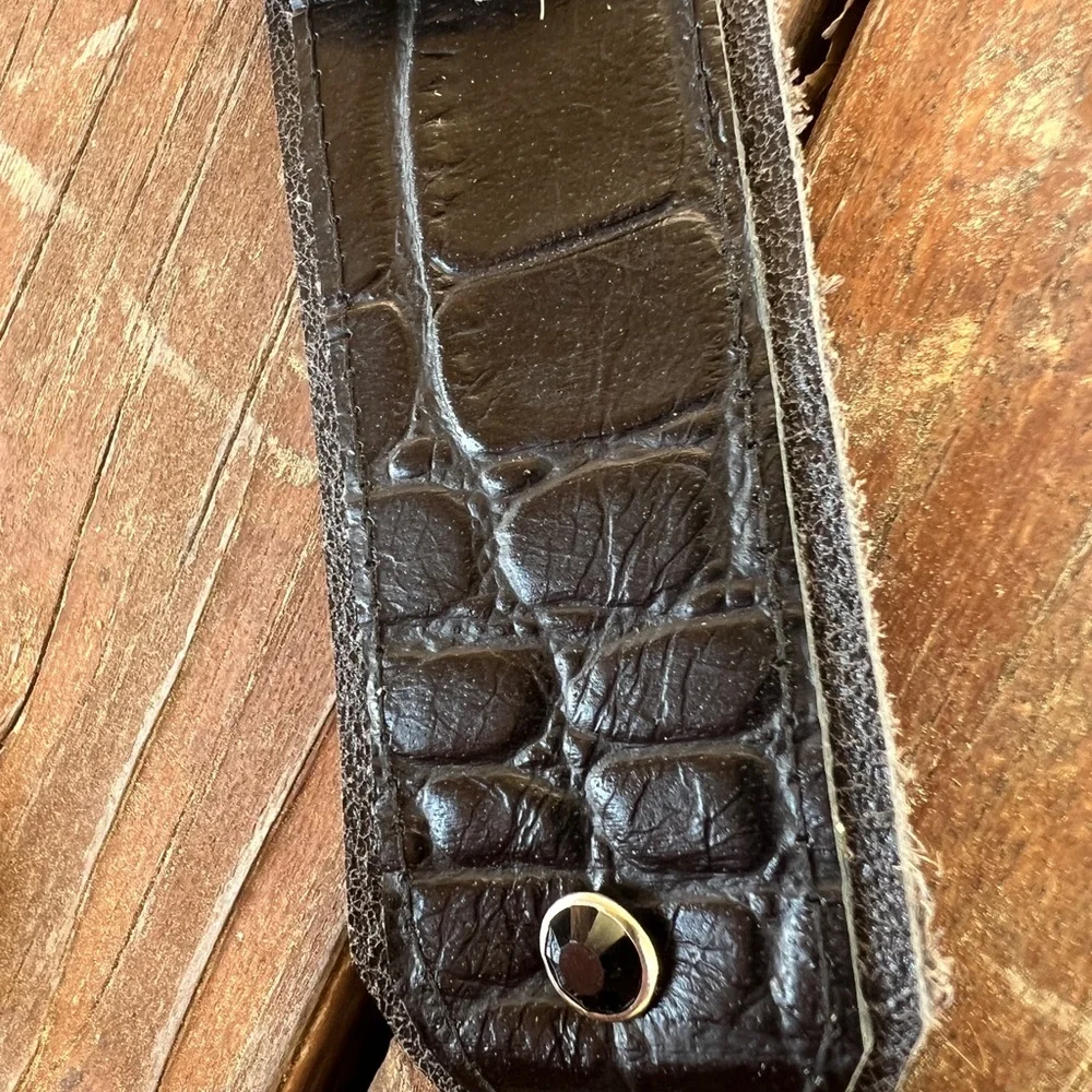 Black alligator Croc Leather apple Watch Band similiar 2 sparkle